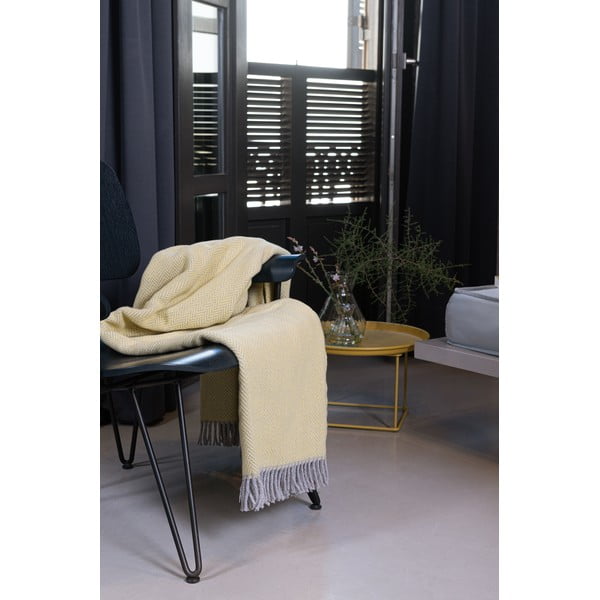 Jasnożółty pled z domieszką bawełny Euromant Skyline II, 140x180 cm-image-3