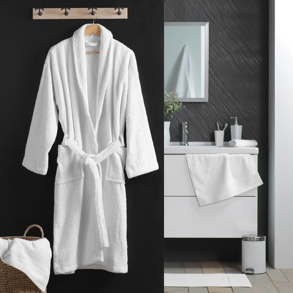 Biały bawełniany szlafrok w rozmiarze M Tendresse – douceur d'intérieur-image-1