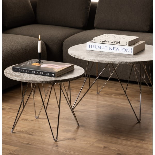 Marmurowy okrągły stolik ø 55 cm Prunus – Actona-image-1