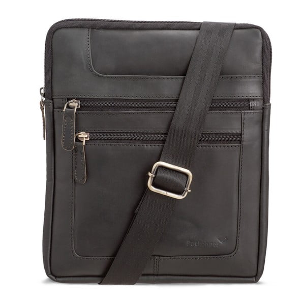 Czarna torebka skórzana na ramię na iPad Packenger
