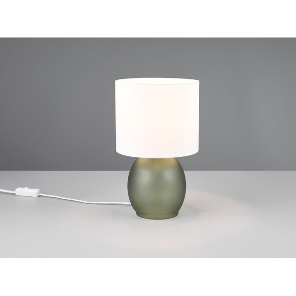 Biało-zielona lampa stołowa z tekstylnym kloszem (wys. 29 cm) Vela – Trio-image-2