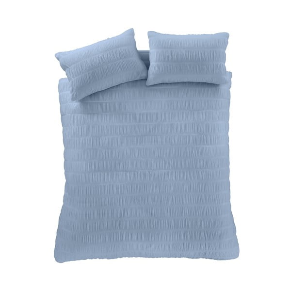 Niebieska pościel jednoosobowa z kory 135x200 cm Seersucker – Catherine Lansfield