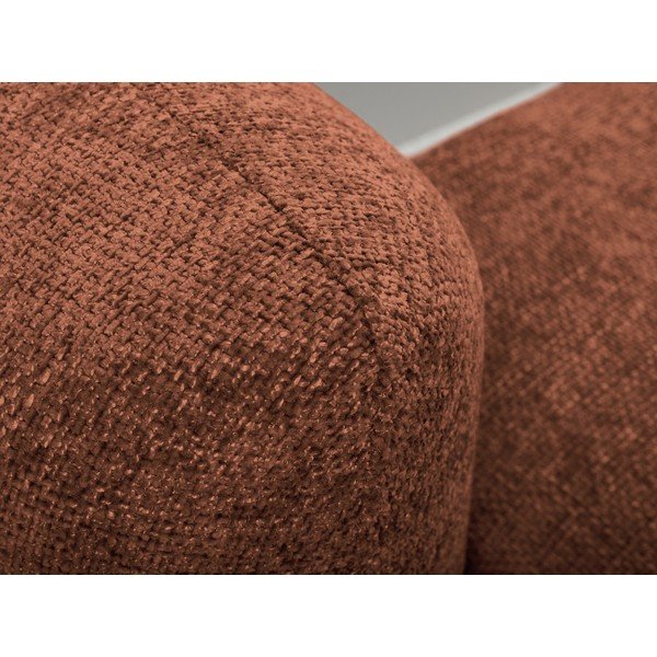 Narożnik rozkładany z tkaniny szenilowej ze schowkiem (prawostronny/z szezlongiem) w kolorze terakoty Mele – Makamii-image-1