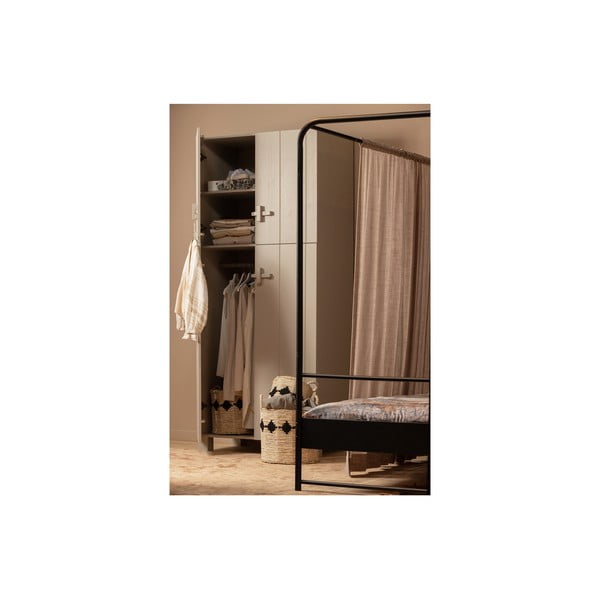 Jasnoszara szafa z litego drewna sosnowego 90x210x55 cm Mees – WOOOD-image-3