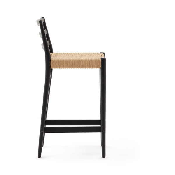 Czarno-naturalny hoker z litego drewna dębowego (wysokość siedziska 70 cm) Analy – Kave Home-image-3