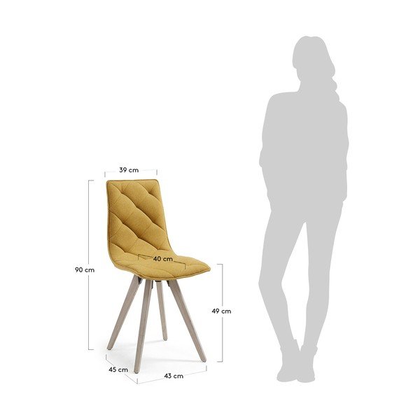 Zestaw 4 musztardowych krzeseł do jadalni La Forma Tuk-image-3