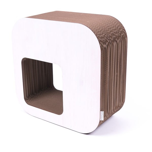 Biały kartonowy stołek Kartoons Roundshelf, 45x45 cm