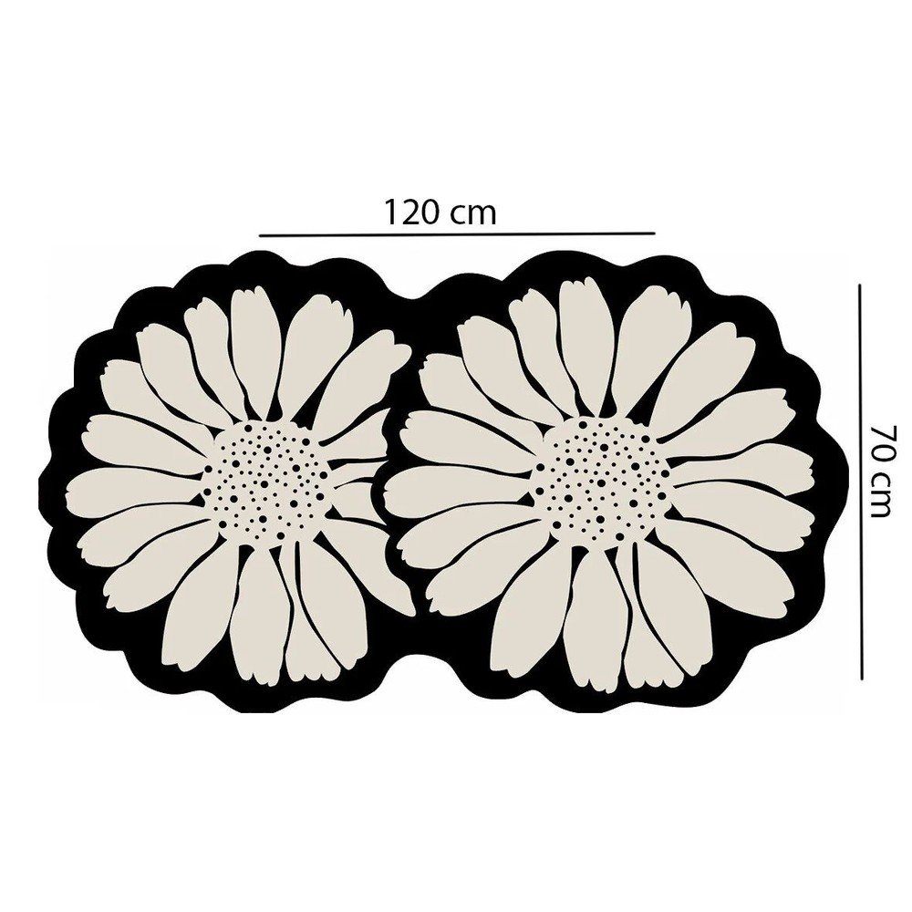 Czarno-kremowy dywanik łazienkowy 70x120 cm Flor Extrana – Foutastic (zdjęcie 4)