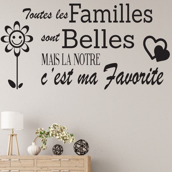 Czarna naklejka Ambiance Quote Notre Famille