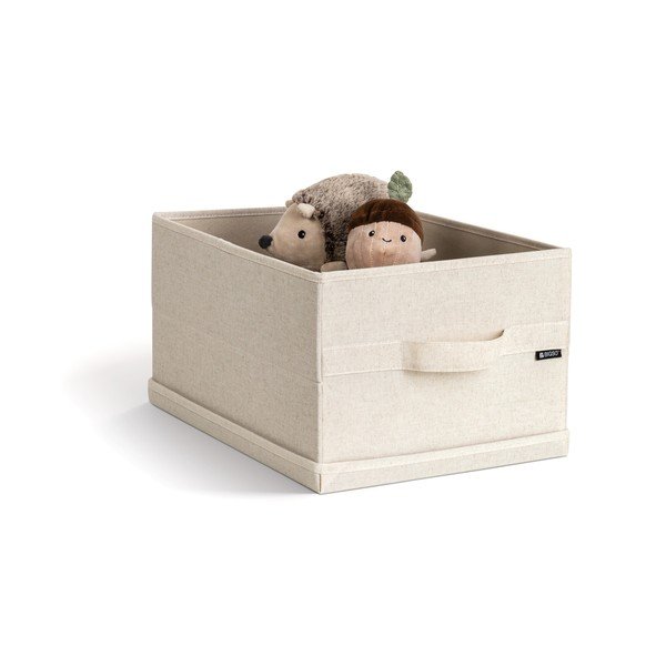 Beżowy tekstylny pojemnik z pokrywką 31x41x22 cm Soft Storage Medium – Bigso-image-4