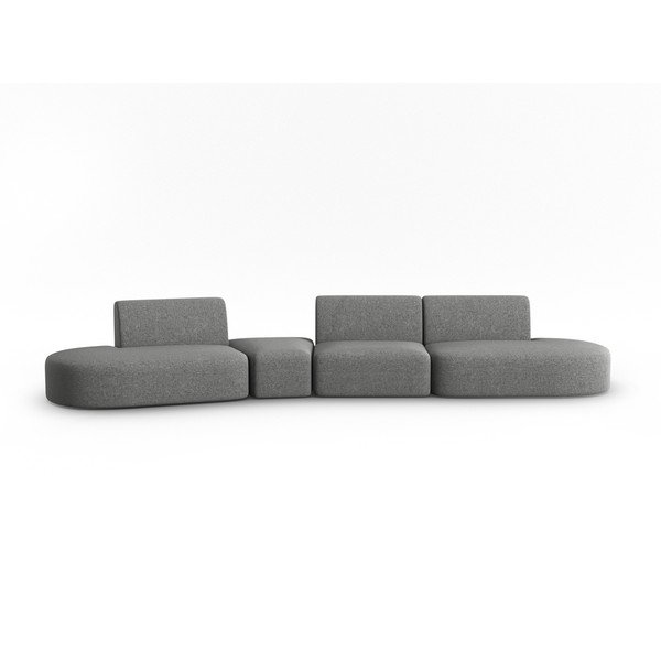 Szara sofa  z tkaniny szenilowej lewostronna 428 cm Paolo – Milo Casa