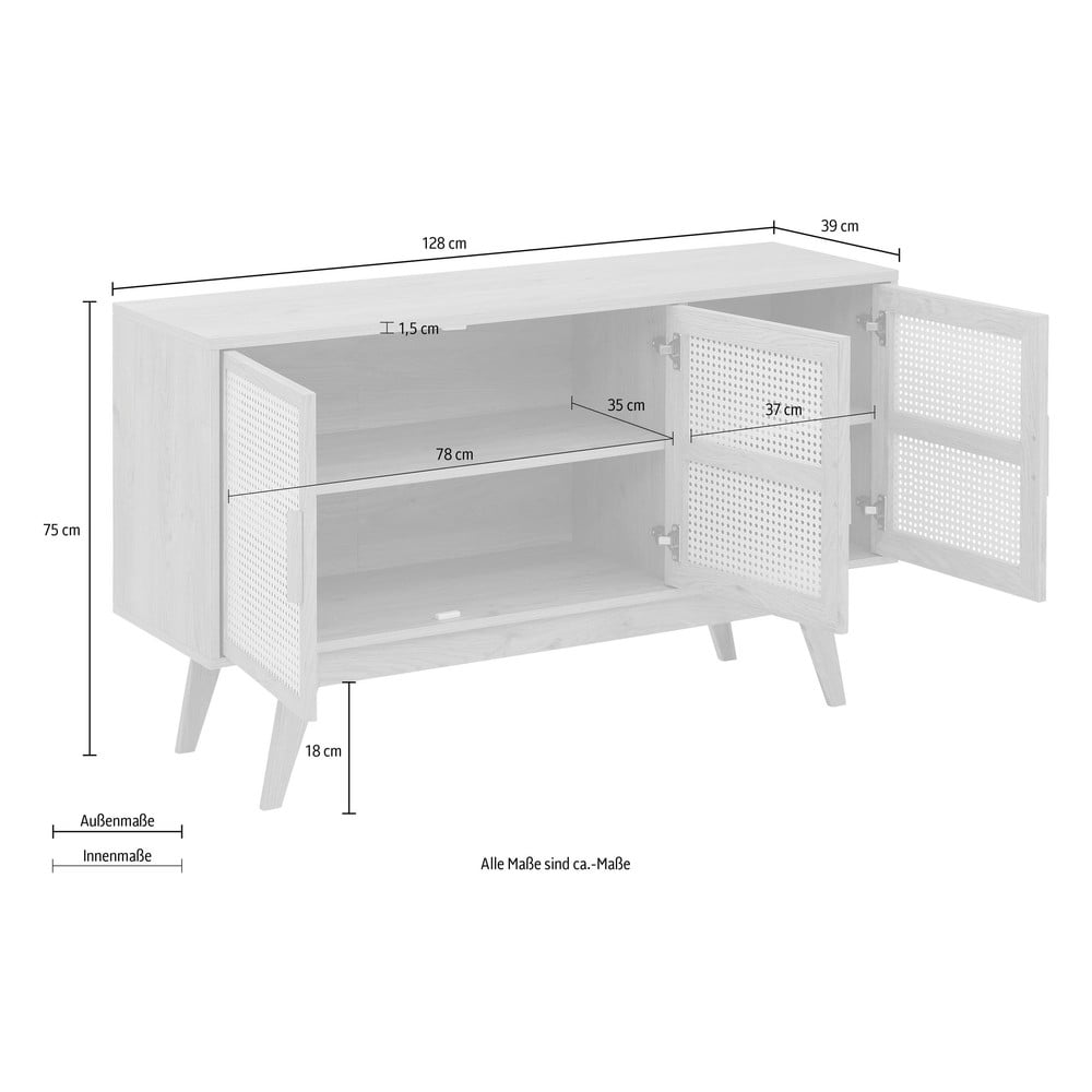 Niska komoda w dekorze dębu w naturalnym kolorze 128x75 cm Bridget – Støraa (zdjęcie 5)