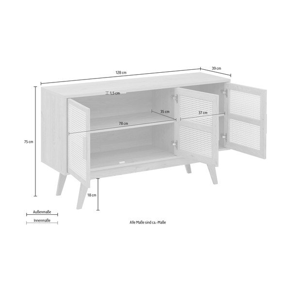 Niska komoda w dekorze dębu w naturalnym kolorze 128x75 cm Bridget – Støraa-image-4