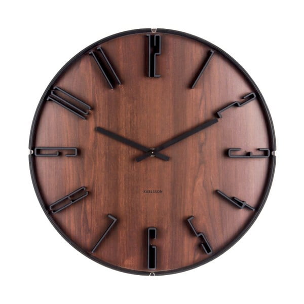 Brązowy zegar ścienny Karlsson Sentient, ⌀ 40 cm