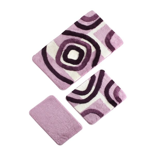 Zestaw 3 fioletowych dywaników łazienkowych Verge Bath Mat Maze