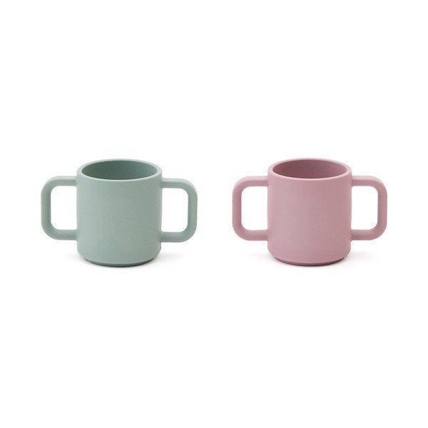 Jasnoróżowo-turkusowe silikonowe kubki dla dzieci zestaw 2 szt. Lili – Kave Home