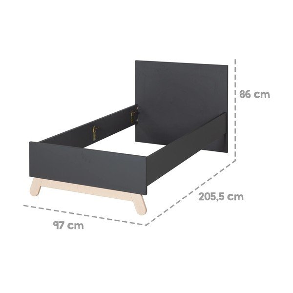 Czarne łóżko dziecięce 90x200 cm Jara – Roba-image-3