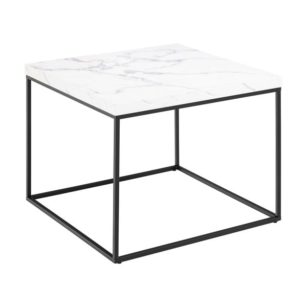 Biały stolik z blatem w dekorze marmuru 60x60 cm Barossa – Actona-image-3