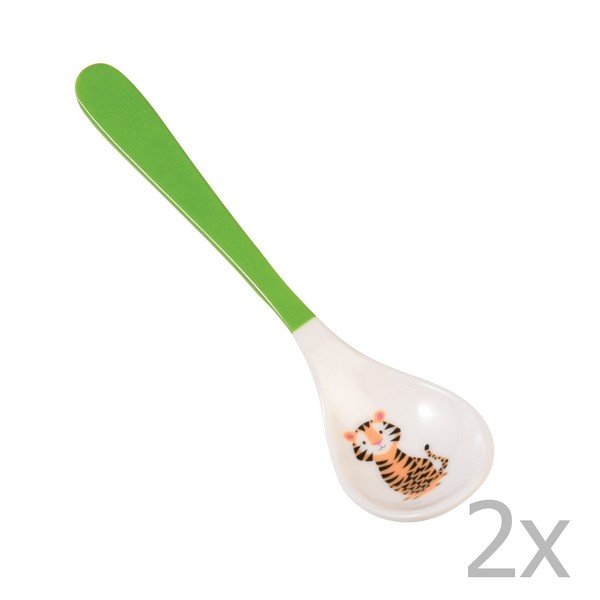 Zestaw 2 zielonych łyżeczek dla dzieci Rex London Jim The Tiger