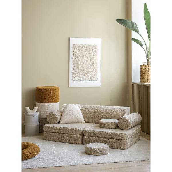 Jasnobrązowa sofa dla dzieci z materiału bouclé 132 cm Settee – Wigiwama-image-3