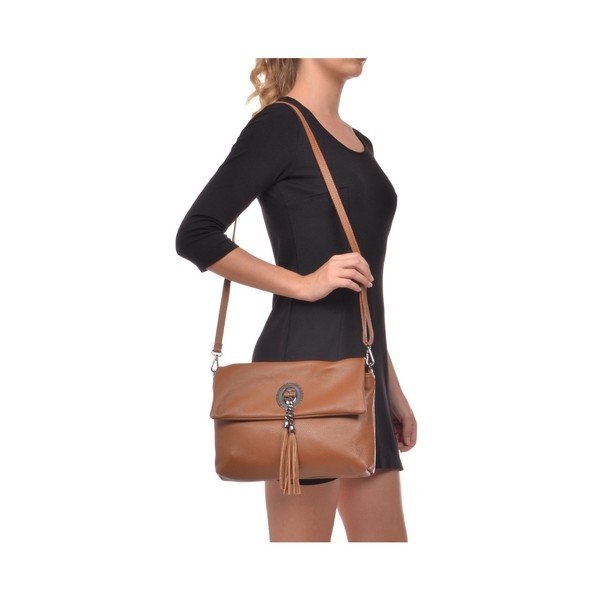 Koniakowobrązowa torebka skórzana crossbody Roberta M Elisa-image-4