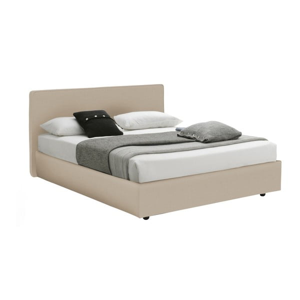 Kremowe łóżko jednoosobowe ze schowkiem i materacem 13Casa Ninfea, 120x190 cm