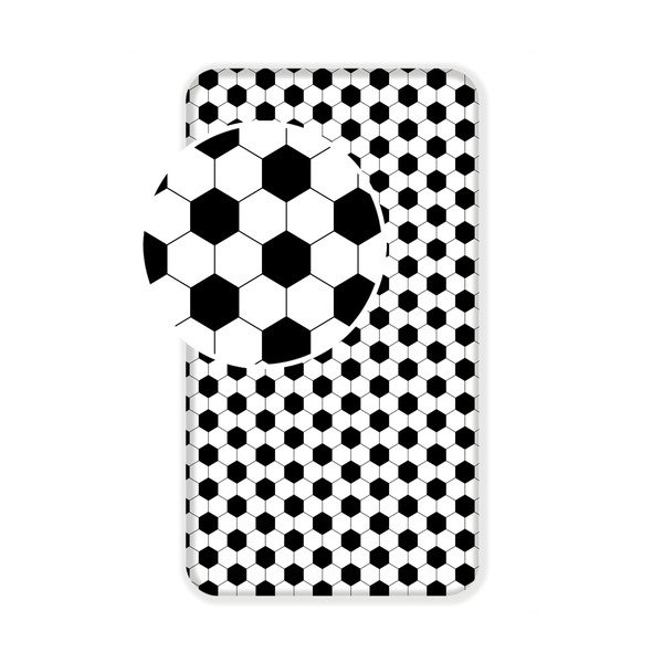 Czarno-białe bawełniane prześcieradło dziecięce jednoosobowe z gumką 90x200 cm Football – Jerry Fabrics