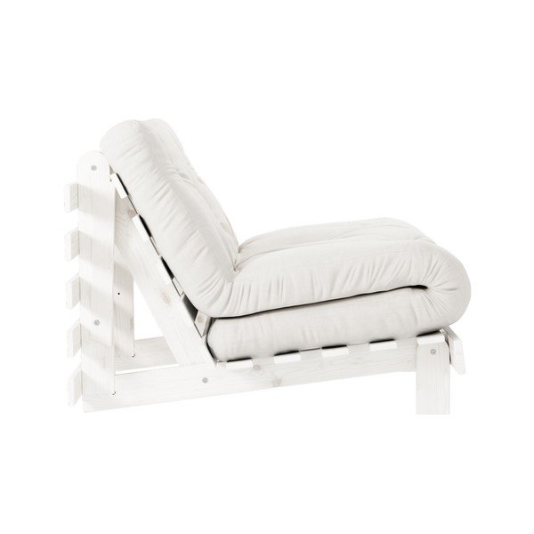 Fotel rozkładany z jasnobeżowym obiciem Karup Design Roots White/Natural-image-3