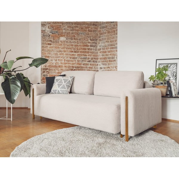 Beżowa sztruksowa rozkładana/ze schowkiem sofa 244 cm Arcadova – ELTAP-image-3