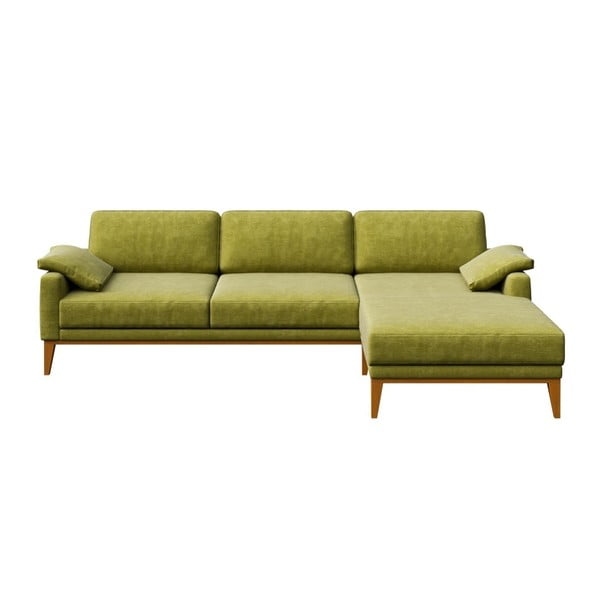 Zielona sofa z szezlongiem po prawej stronie MESONICA Musso