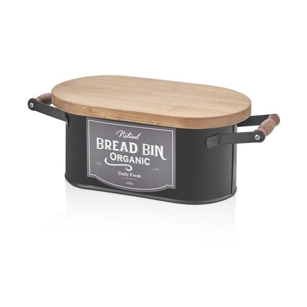 Czarny pojemnik na chleb The Mia Bread, dł. 41 cm