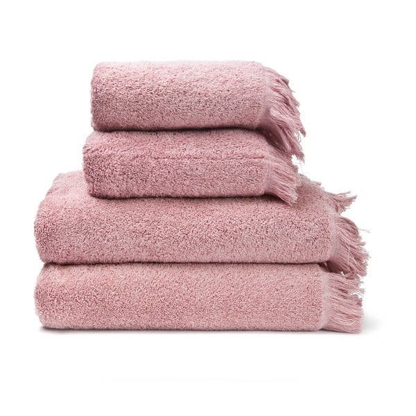 Zestaw 2 różowych ręczników i 2 ręczników kąpielowych Casa Di Bassi Bath