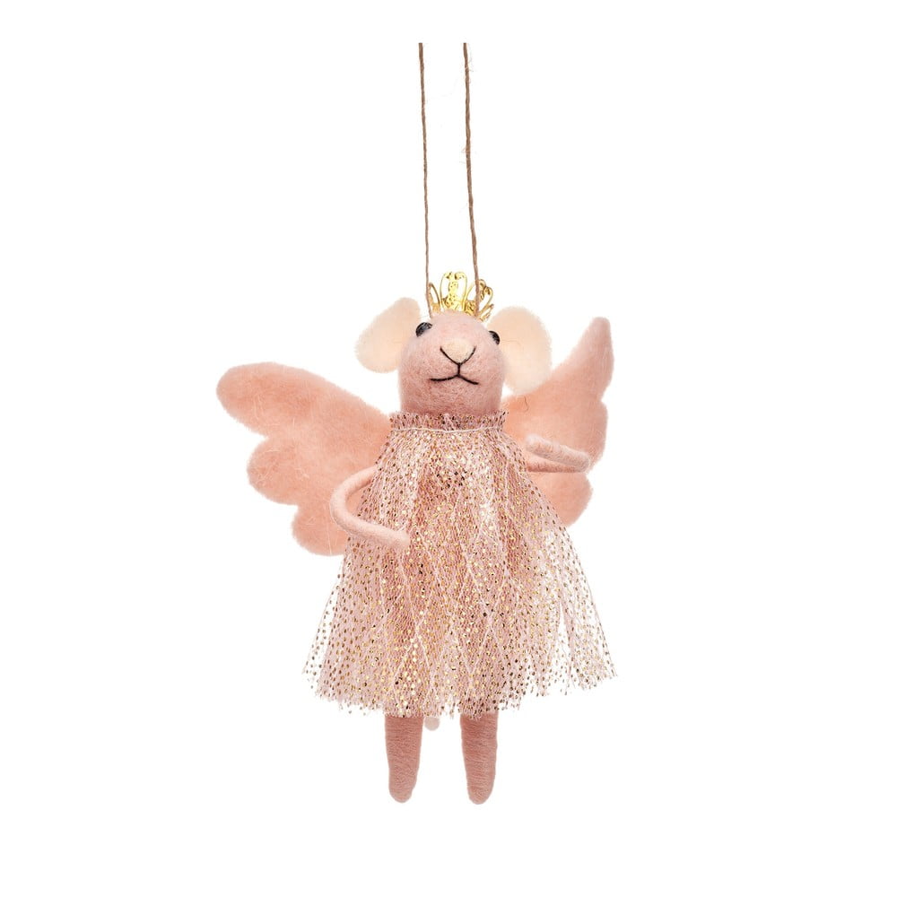Tekstylna ozdoba świąteczna wykonana ręcznie 13 cm Pink Princess Fairy Mouse – Sass & Belle