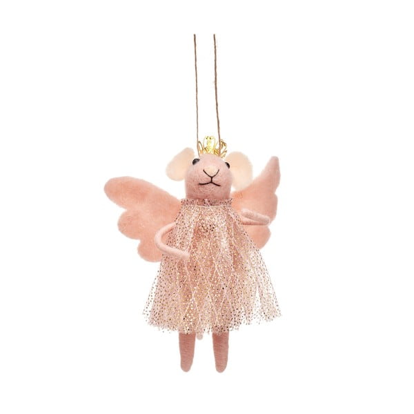 Tekstylna ozdoba świąteczna wykonana ręcznie 13 cm Pink Princess Fairy Mouse – Sass & Belle