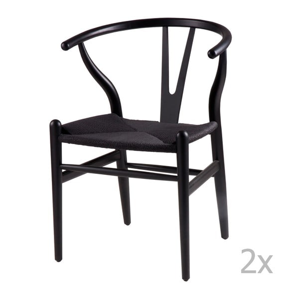 Zestaw 2 czarnych drewnianych krzeseł do jadalni sømcasa Ada