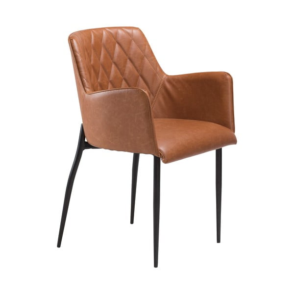 Brązowe krzesło z imitacji skóry z podłokietnikami DAN–FORM Denmark Rombo Faux