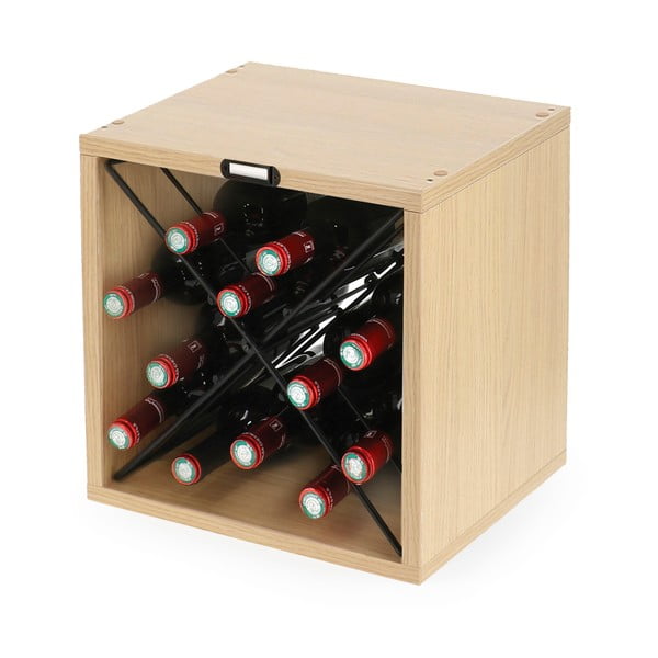 Regał na wino w dekorze jesionu w naturalnym kolorze liczba butelek 12 36,5x36x29 cm Macon – Compactor-image-3