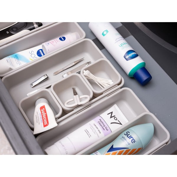 Szare plastikowe organizery do szuflad zestaw 8 szt. – Addis-image-1