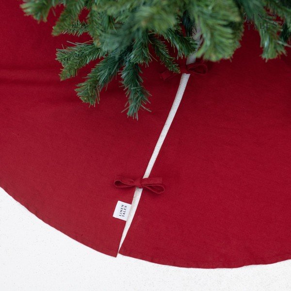 Czerwony okrągły dywan pod choinkę ø 125 cm – Linen Tales-image-1