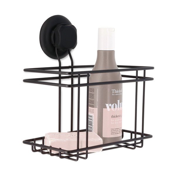 Czarna samoprzylepna półeczka pod prysznic Compactor Bestlock Black Utensils Holder-image-1