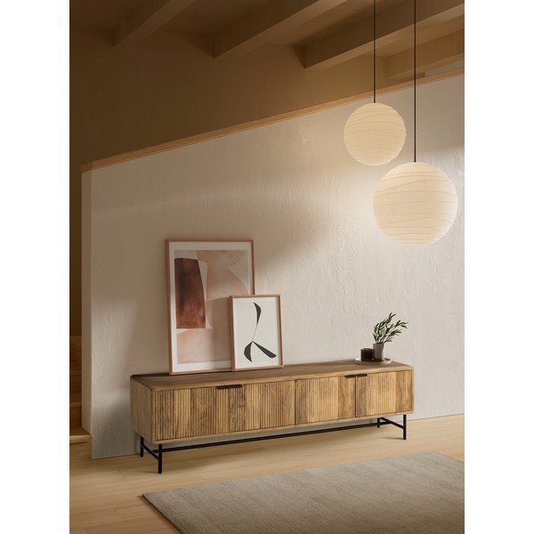 Szafka pod TV z litego drewna mango w naturalnym kolorze 190x50x40 cm Mundra – MOME-image-1