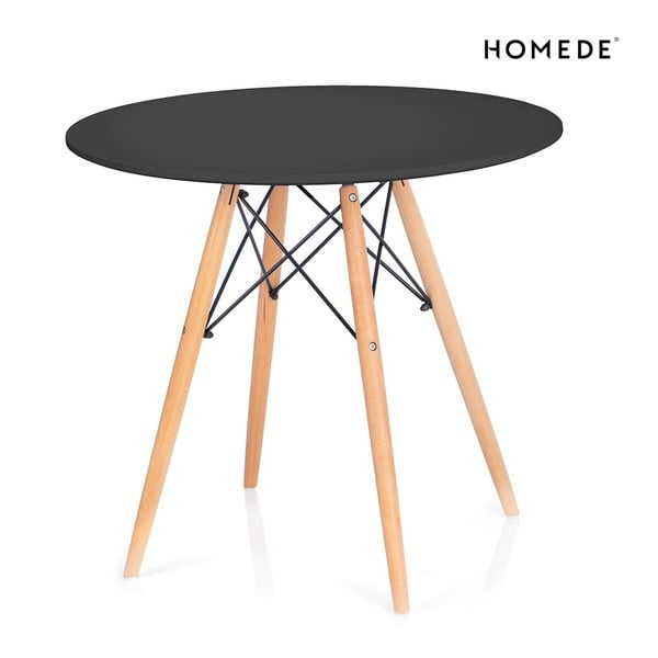 Okrągły stół z czarnym blatem ø 80 cm Tebe – Homede