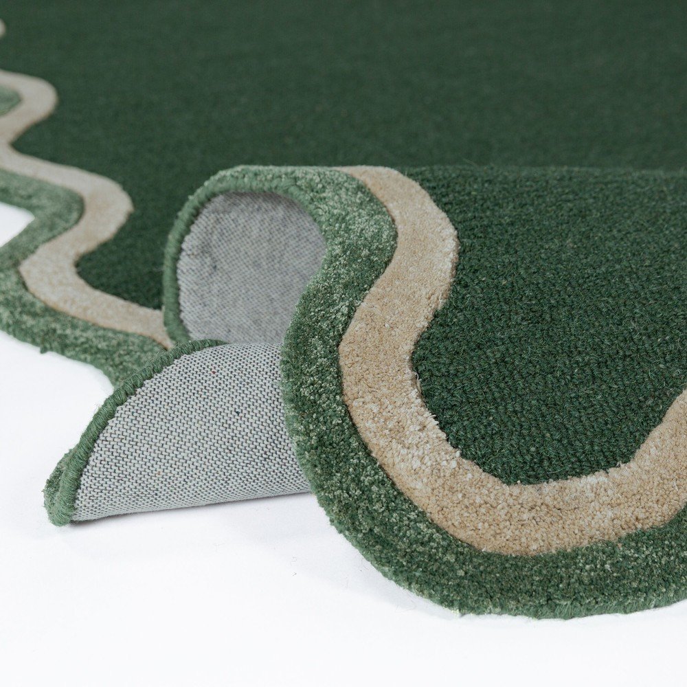 Ciemnozielony dywan z mieszanki wełny tkany ręcznie 200x290 cm Rivo Wool – Flair Rugs (zdjęcie 4)