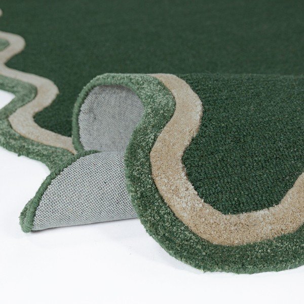 Ciemnozielony dywan z mieszanki wełny tkany ręcznie 120x170 cm Rivo Wool – Flair Rugs-image-3
