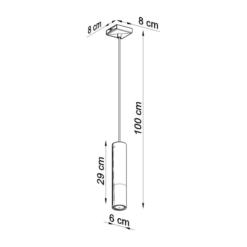 Metalowa lampa wisząca w czarno-srebrnym kolorze ø 8 cm Longbot – Sollux (zdjęcie 7)