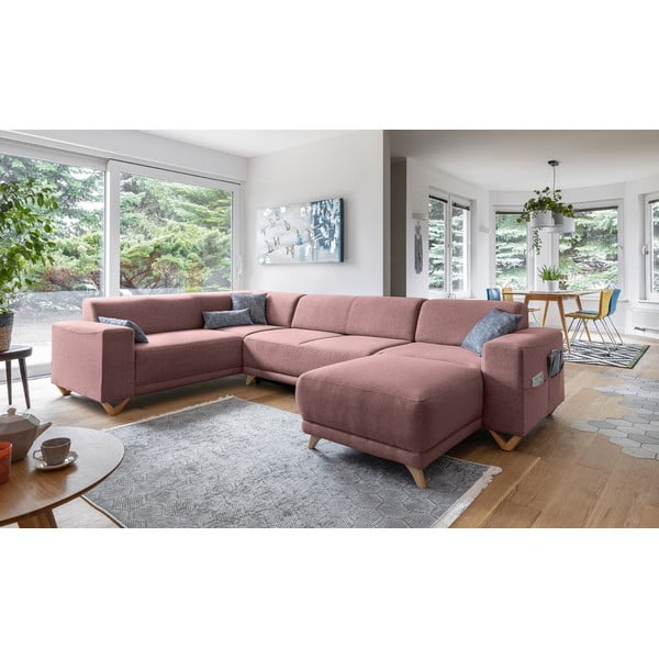 Różowy rozkładany/ze schowkiem narożnik (lewostronny/w kształcie litery U) Classy Sophie – Miuform-image-3