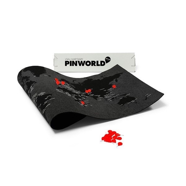 Czarna ścienna mapa świata Palomar Pin World Mini, 77x48 cm-image-3