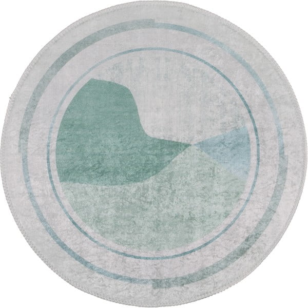 Kremowo-turkusowy okrągły dywan odpowiedni do prania ø 80 cm Yuvarlak – Vitaus