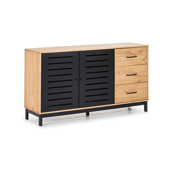 Komoda z drewnianą konstrukcją i czarnymi elementami Marckeric Alessia, szer. 141 cm-image-2