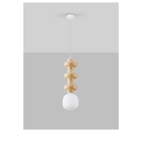 Biała/kremowa lampa wisząca ceramiczna ze szklanym kloszem ø 18 cm Clio – Nova Luce-image-3